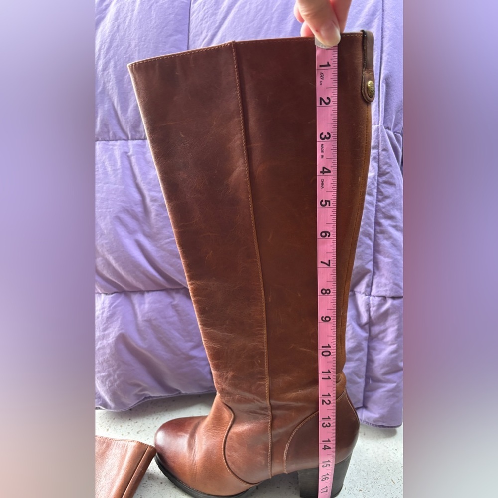 Clarks Tall Brown Leather Boots | Stacked Heel | Riding Style | Size 8 - Picture 8 of 10